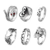 Alloy Retro Snake Love Geometric Ring Set With Electroplating For Women