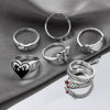 Alloy Retro Snake Love Geometric Ring Set With Electroplating For Women