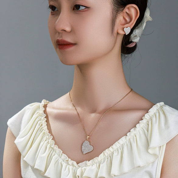Alloy Retro Style Electroplated Heart Earrings And Pendant Jewelry Set