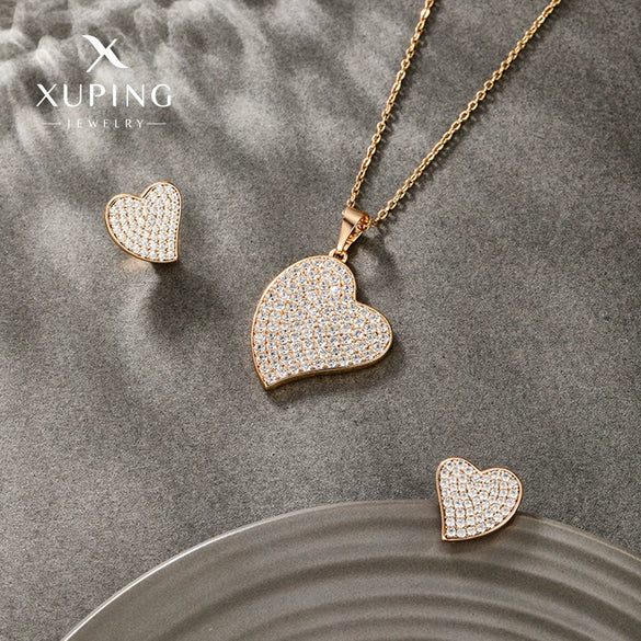 Alloy Retro Style Electroplated Heart Earrings And Pendant Jewelry Set