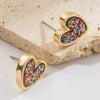 Alloy Retro Style Hollow Love Peach Heart Electroplated Women's Earrings Jewelry