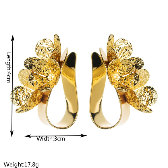 Alloy Retro Threedimensional Flower Electroplated Women's Earrings