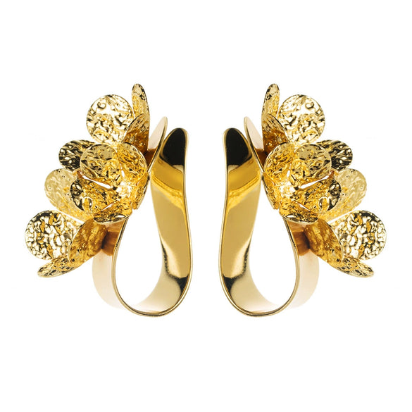 Alloy Retro Threedimensional Flower Electroplated Women's Earrings