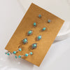 Alloy Retro Turquoise Inlaid Flower Heart Geometric Earrings Set