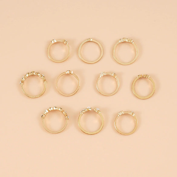 Alloy Rhinestone Acrylic Drill Retro Simple Electroplated Unisex And Women's Mans Star Mans Crescent Ring