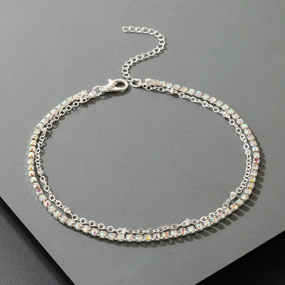 Alloy Rhinestone Anklet Geometric Style Unisex Foot Decoration