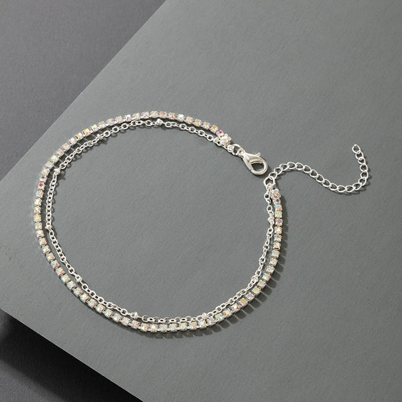 Alloy Rhinestone Anklet Geometric Style Unisex Foot Decoration