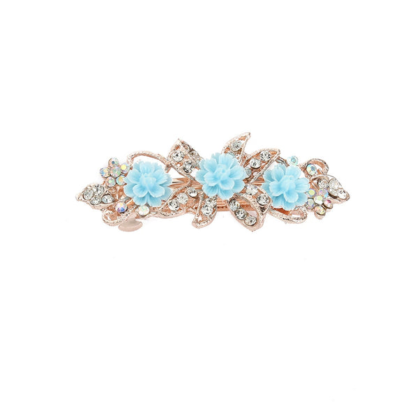 Alloy Rhinestone Bow Pearl Flower Crystal Hairpin For Women With Electroplating