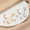 Alloy Rhinestone Butterfly Hollow Nonperforated Cartilage Earrings Electroplating Star And Moon Integrated Chain Ear Clip For Women Styling With Animals Zodiac Pattern
