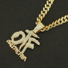 Alloy Rhinestone Diamond Alphabet Cuban Chain Men's Hiphop Pendant Necklace