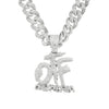 Alloy Rhinestone Diamond Alphabet Cuban Chain Men's Hiphop Pendant Necklace