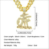 Alloy Rhinestone Diamond Alphabet Cuban Chain Men's Hiphop Pendant Necklace