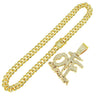 Alloy Rhinestone Diamond Alphabet Cuban Chain Men's Hiphop Pendant Necklace