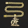 Alloy Rhinestone Diamond Alphabet Cuban Chain Men's Hiphop Pendant Necklace