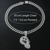 Alloy Rhinestone Diamond Emoji Anger Pendant Cuban Chain Hiphop Men's Necklace