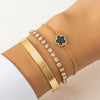 Alloy Rhinestone Five Leaf Clover Geometric Retro Electroplated Bracelet