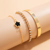 Alloy Rhinestone Five Leaf Clover Geometric Retro Electroplated Bracelet