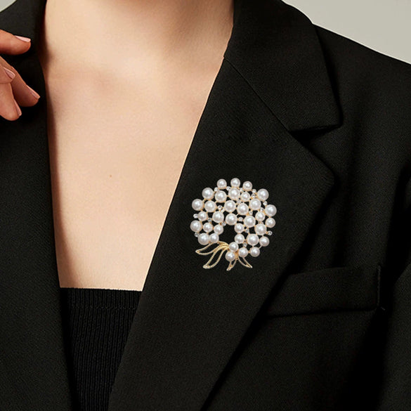 Alloy Rhinestone Flower Electroplated Brooch For Unisex As Clothing Accessory