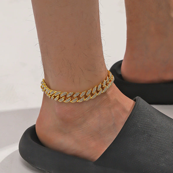 Alloy Rhinestone Geometric Hiphop Style Men's Anklet