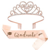 Alloy Rhinestone Headwear Graduation Party Crown Shoulder Strap 2Piece Simple Style