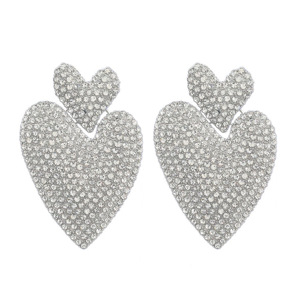 Alloy Rhinestone Heartshaped Colored Diamond Earrings For Women
