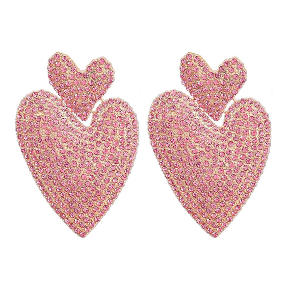 Alloy Rhinestone Heartshaped Colored Diamond Earrings For Women