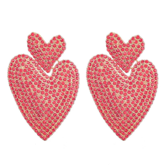 Alloy Rhinestone Heartshaped Colored Diamond Earrings For Women