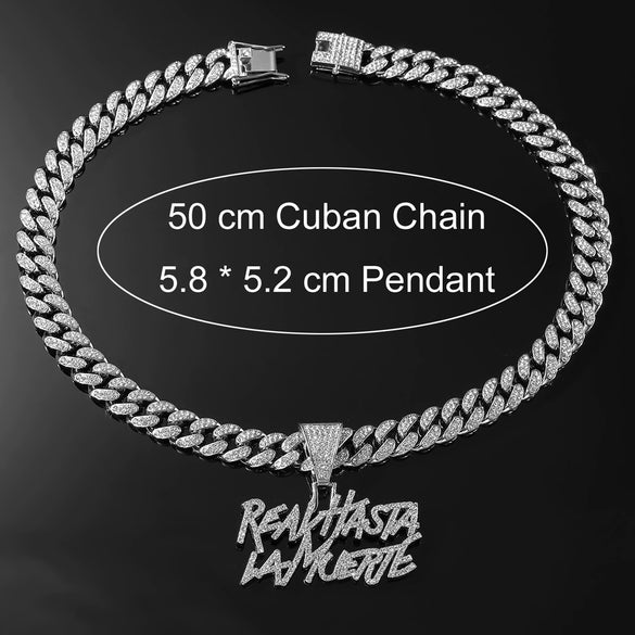 Alloy Rhinestone Hip Hop Letter Pendant Necklace