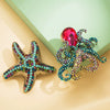 Alloy Rhinestone Inlaid Starfish Geometric Brooch For Women Natural Style Decorative Pin