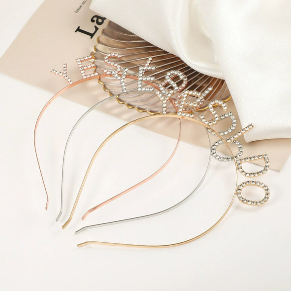 Alloy Rhinestone Letter Hairband Electroplated Women's Hair Accessories