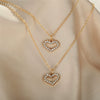Alloy Rhinestone Microinlay Love Peach Heart Necklace 2Piece Set With Ochain