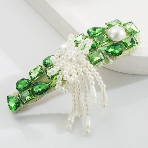 Alloy Rhinestone Pearl Women's Bowshaped Hairpin With Diamond Inlay