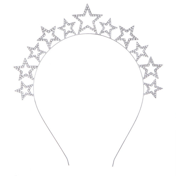 Alloy Rhinestone Star Headband Electroplating Hair Accessories For Women