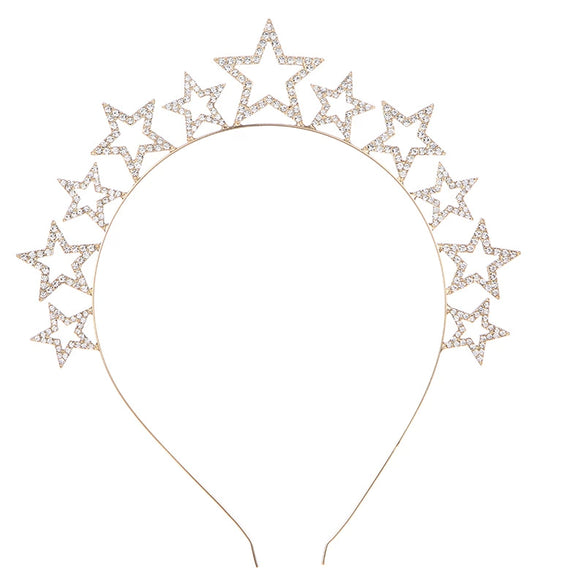 Alloy Rhinestone Star Headband Electroplating Hair Accessories For Women