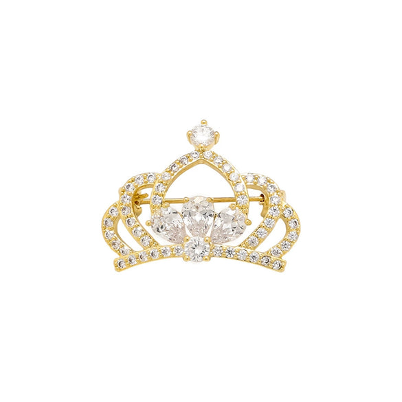 Alloy Rhinestone Women's Crown Brooch Electroplated Highend Elegant Accessories