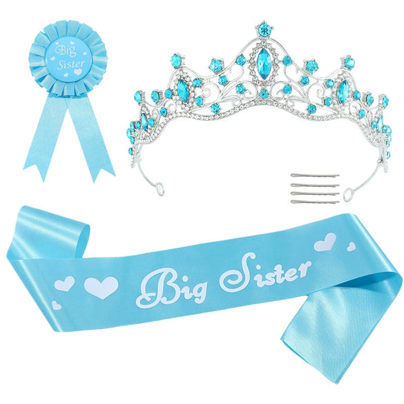 Alloy Ribbon Badge Crown Threepiece Set Pink Headwear For Baby Girl Dress Up With Printing Process
