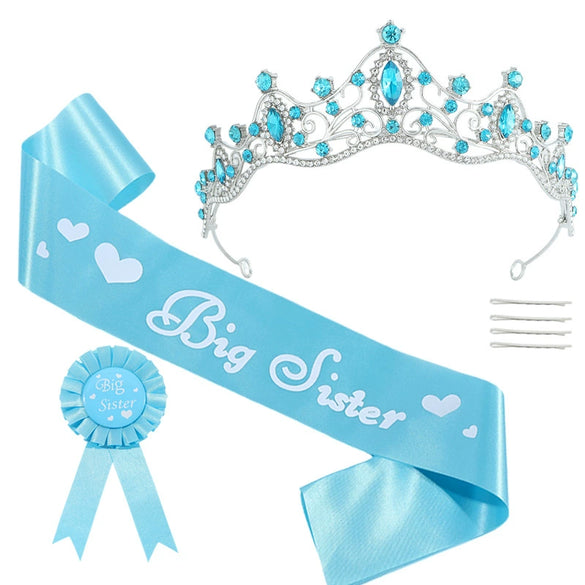 Alloy Ribbon Badge Crown Threepiece Set Pink Headwear For Baby Girl Dress Up With Printing Process