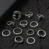 Alloy Ring Retro Style With Geometric Pattern Electroplated And Black Gem