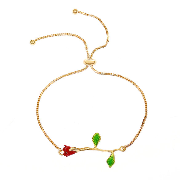 Alloy Rose Flower Pendant Necklace With Baking Paint For Women