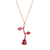Alloy Rose Flower Pendant Necklace With Baking Paint For Women