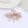 Alloy Rose Gold Plated Butterfly Cat's Eye Stone Horizontal Clip Tassel Hairpin For Women