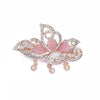 Alloy Rose Gold Plated Butterfly Cat's Eye Stone Horizontal Clip Tassel Hairpin For Women