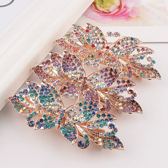 Alloy Rose Gold Plated Rhinestone Hairpin For Ladies