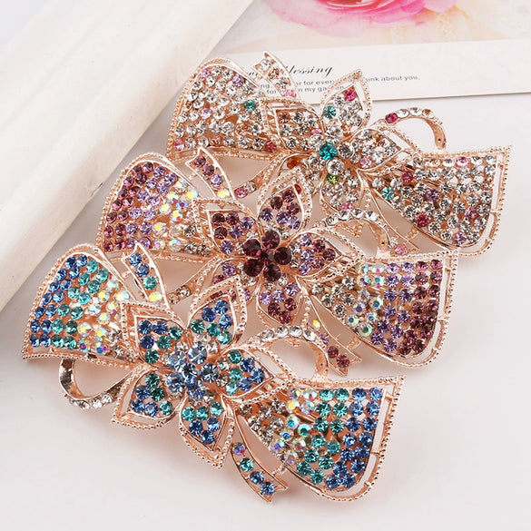 Alloy Rose Gold Plated Rhinestone Hairpin For Ladies