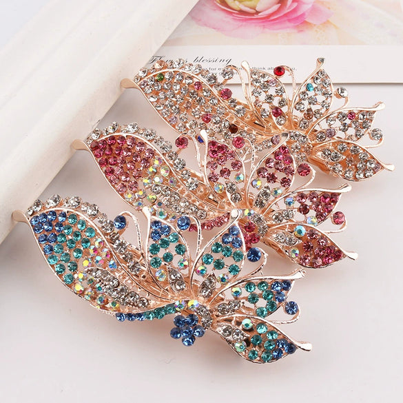 Alloy Rose Gold Plated Rhinestone Hairpin For Ladies
