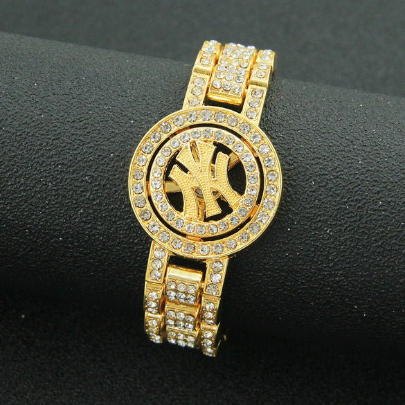 Alloy Rotatable Letter Diamond Hiphop Style Watch Chain Bracelet