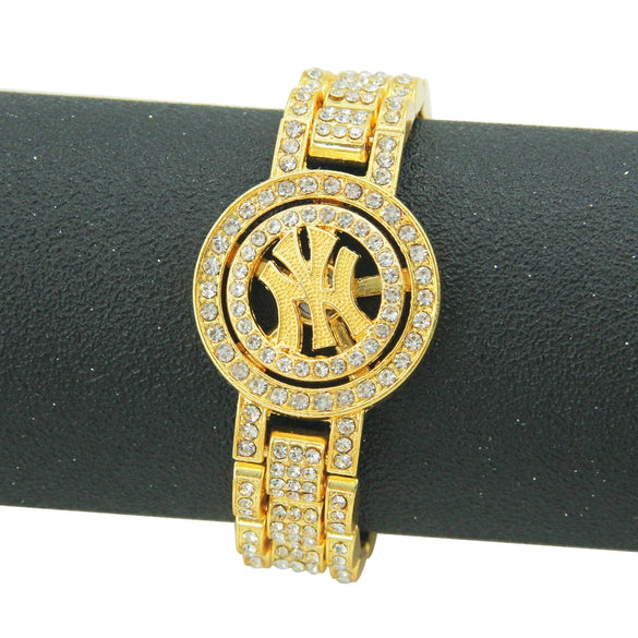 Alloy Rotatable Letter Diamond Hiphop Style Watch Chain Bracelet