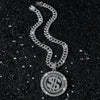Alloy Rotating Us Dollar Pendant Necklace For Men With Diamond Design And Cuban Chain Style