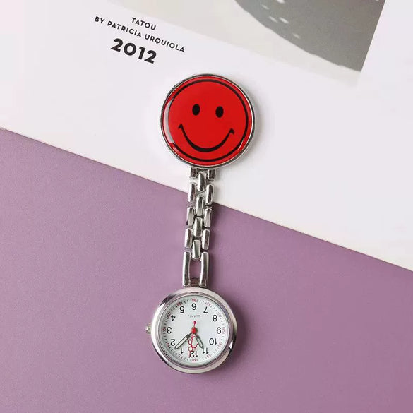 Alloy Round Smiley Face Fashion Nurse Pocket Watch For Girls And Students