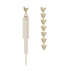 Alloy S925 Silver Needle Asymmetric Heart Diamond Tassel Women's Earrings